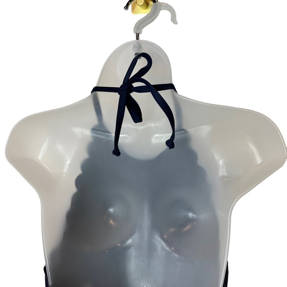 J McLaughlin Bathing Suit  One Piece Scalloped Backless Built in Bra Navy 10 - Picture 9 of 12